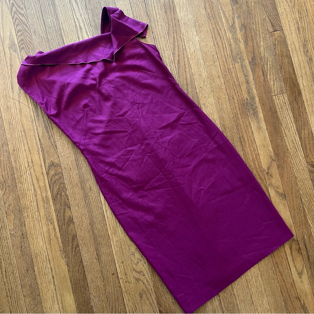 Tahari Lizette Sleeveless Dress Elderberry Draped Asymmetrical Neckline Size 8